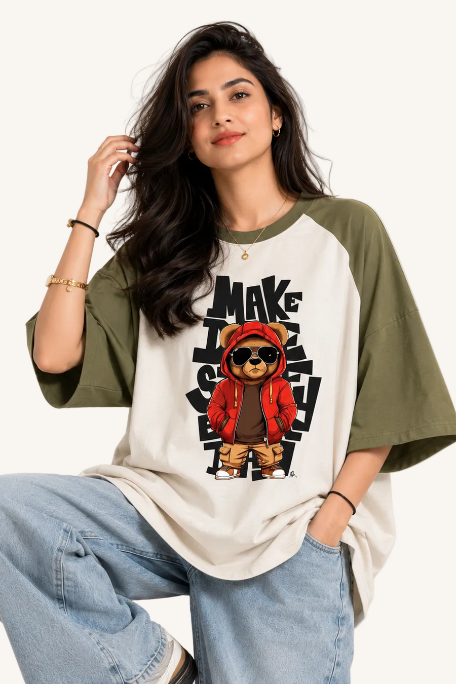 VibeVastr Make Your Own Path Oversized Raglan T-Shirt | Premium Cotton Graphic Streetwear Tee