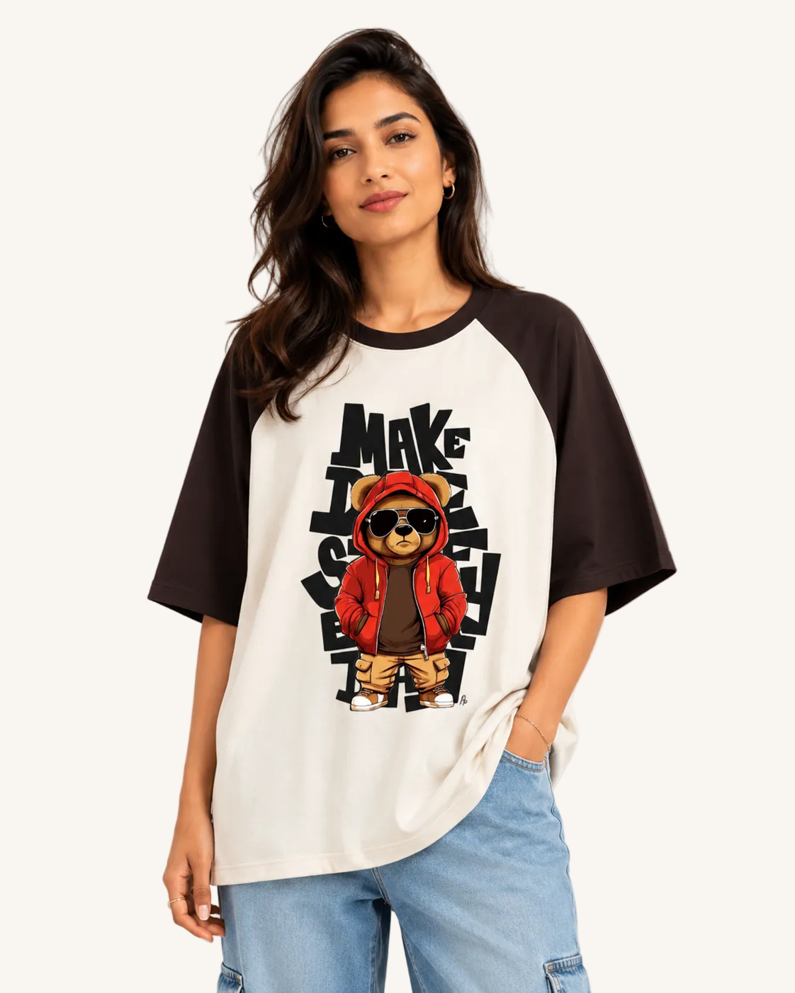 VibeVastr Make Your Own Path Oversized Raglan T-Shirt | Premium Cotton Graphic Streetwear Tee