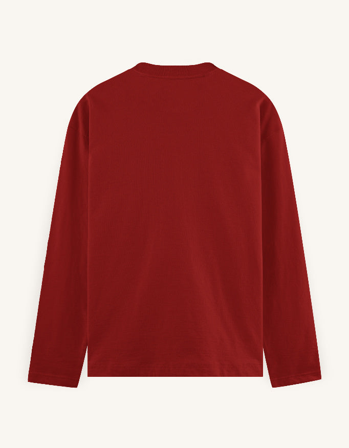 Red long-sleeve shirt on a white background