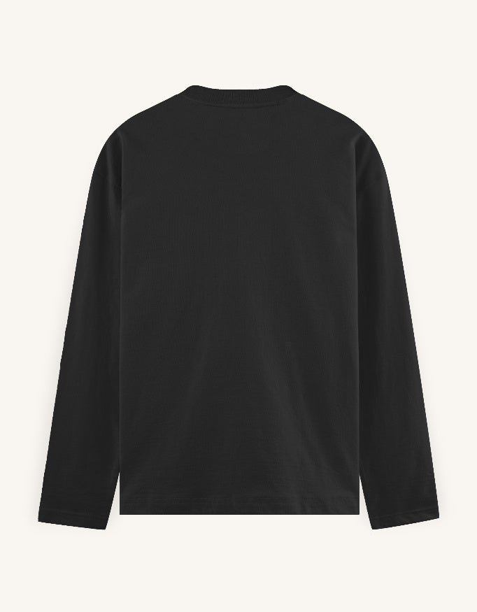 Black long-sleeve shirt on a white background