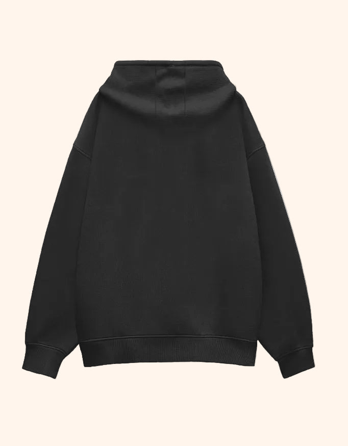 Navy blue hoodie on a light gray background