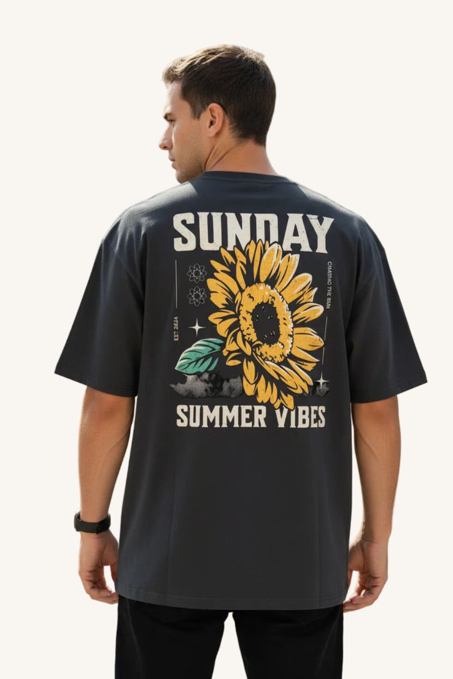 Sunday Summer Vibes Oversized Graphic T-Shirt for Men & Women | Premium 180 GSM Cotton | Unisex Streetwear Tee