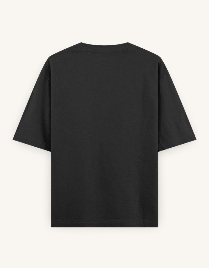 Black t-shirt on a white background