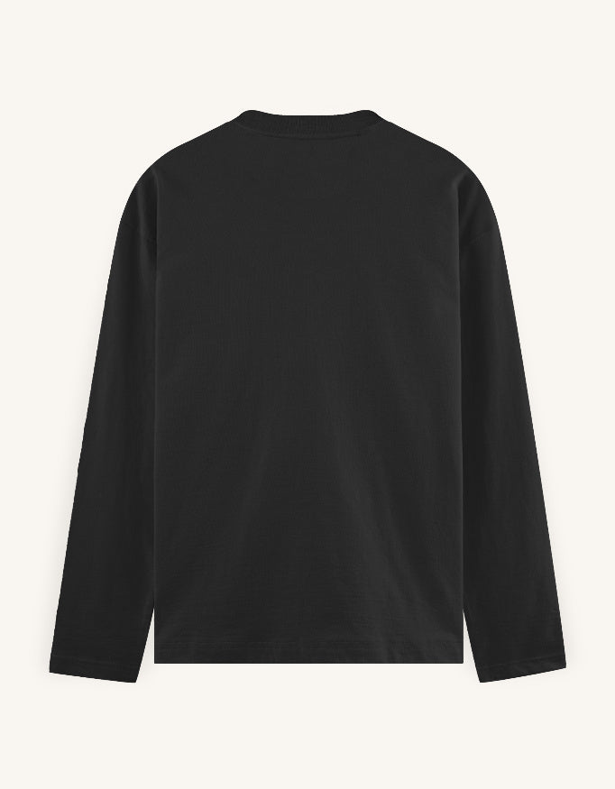 Black long-sleeve shirt on a white background