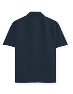 Navy blue polo shirt on a white background