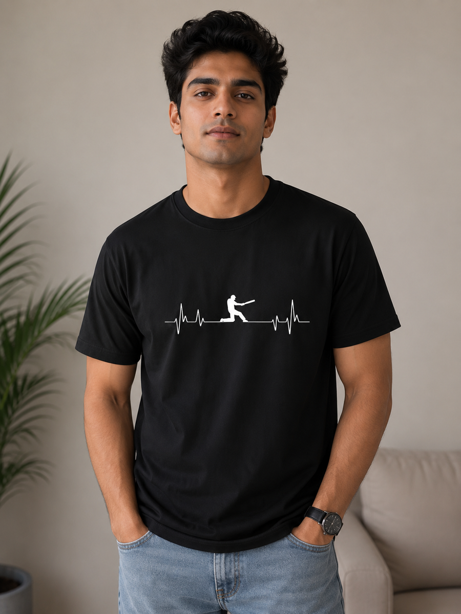 Cricket Heartbeat Basic Tshirt For Men's AND Women's | VibeVastr