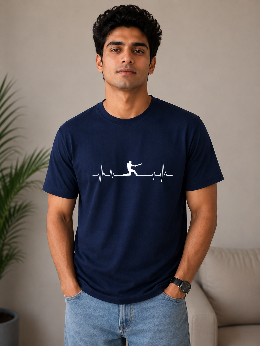 Cricket Heartbeat Basic Tshirt For Men's AND Women's | VibeVastr