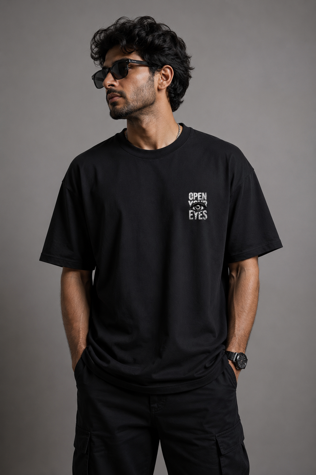 Open Your Eyes Graphic Oversized T-Shirt | Premium Cotton Streetwear | VibeVastr