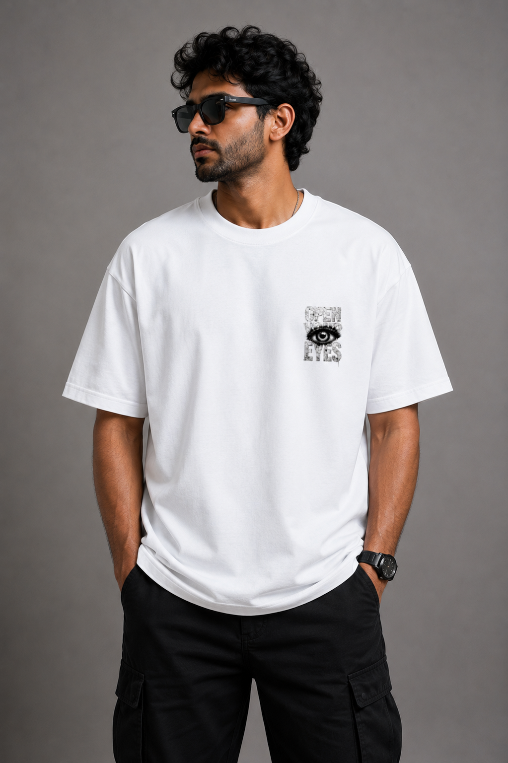 Open Your Eyes Graphic Oversized T-Shirt | Premium Cotton Streetwear | VibeVastr