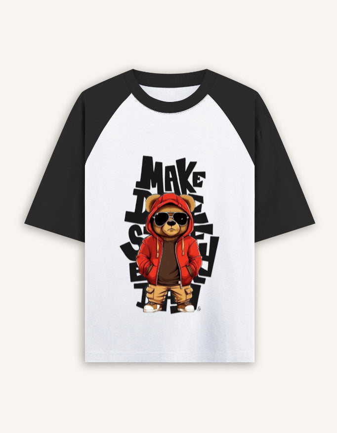 VibeVastr Make Your Own Path Oversized Raglan T-Shirt with Graphic Print Premium Cotton Streetwear Tee