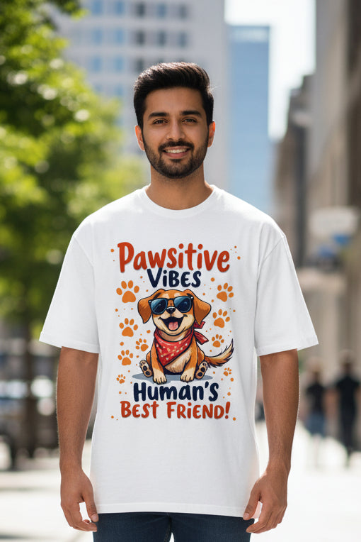 Pawsitive Vibes Human's Best Friend Terry Oversized T-Shirt | 260 GSM Unisex | VibeVastr