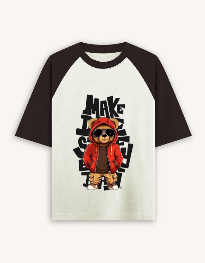 VibeVastr Make Your Own Path Oversized Raglan T-Shirt with Graphic Print Premium Cotton Streetwear Tee