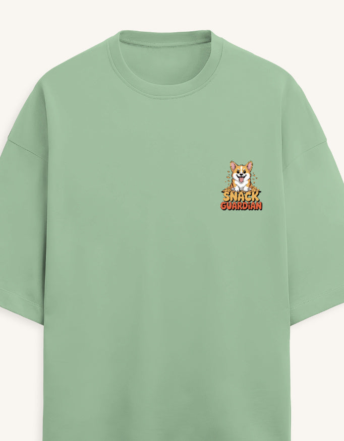 Jade t-shirt with a small graphic on a white background
