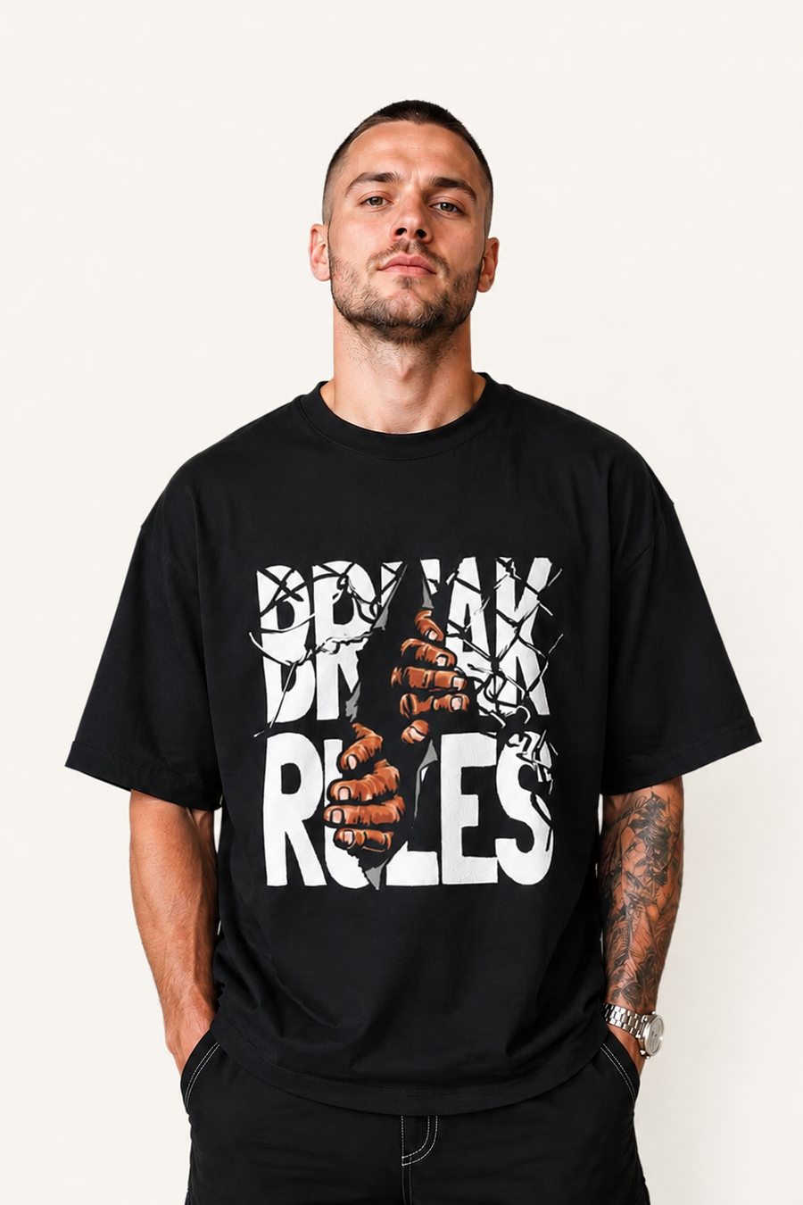 Break Rules Oversized Graphic T-Shirt for Men and Women | Premium Cotton Streetwear Tee