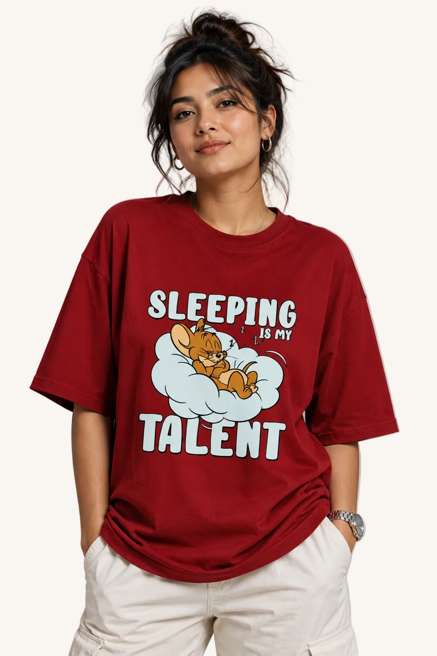 Sleeping Is My Talent Jerry Oversized T-Shirt for Men & Women | 240 GSM Premium Cotton Unisex Tee